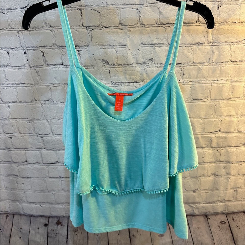 Chelsea & Violet Green Sleeveless Ruffled Camisole